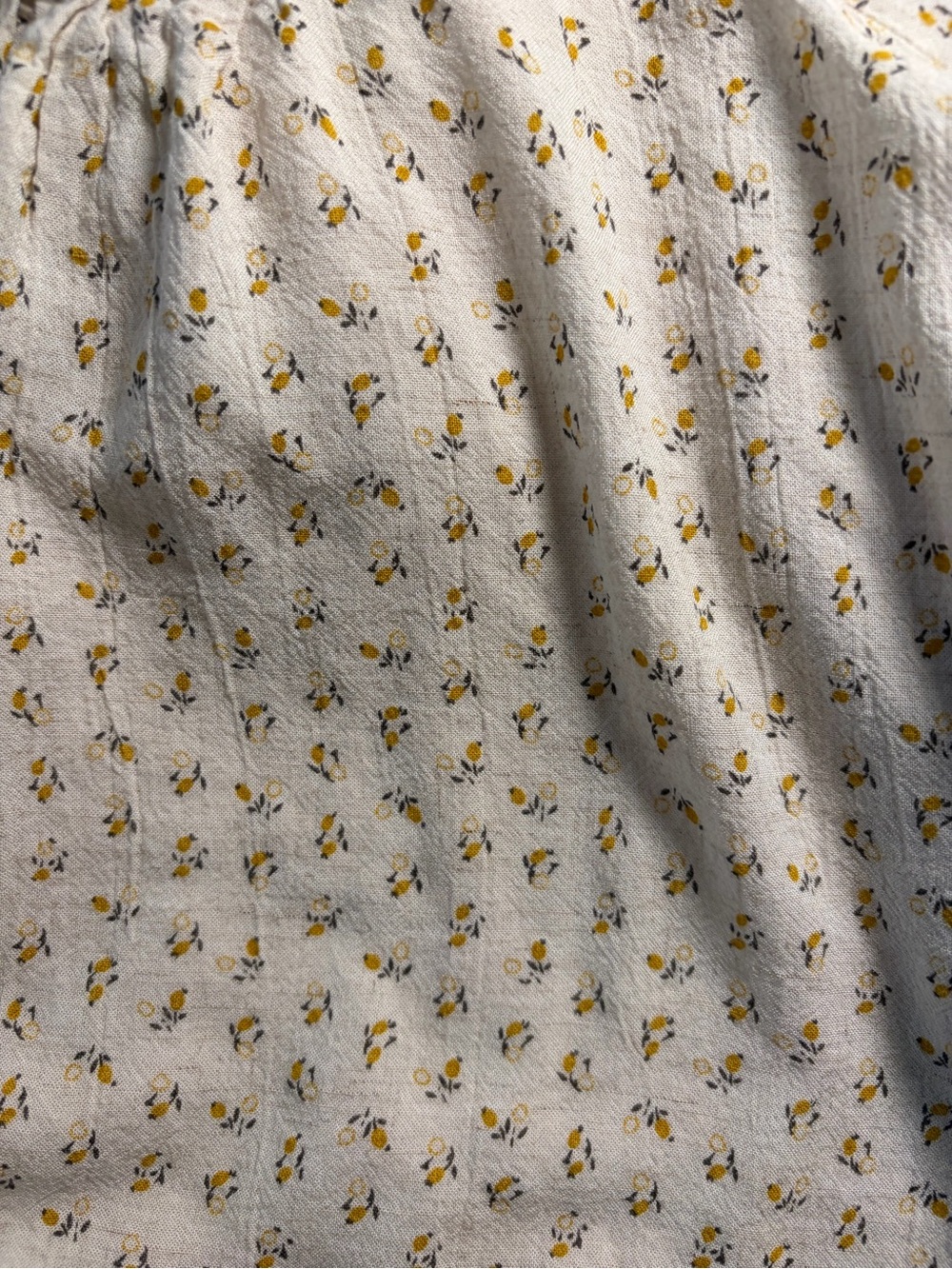 In Loom Boho Cream Floral Peasant Blouse with Mustard Trim - Picture 7 of 11